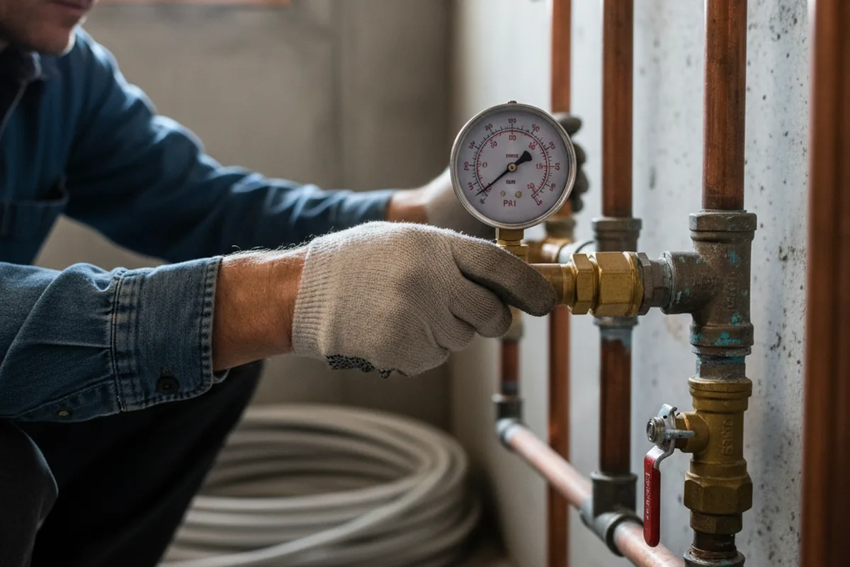 Pressure testing a repaired line during Water Line Repair in Roselle